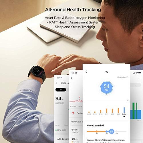 Amazfit GTR 2 שעון חכם לגברים אנדרואיד אייפון, חיי סוללה של 14 יום, Alexa מובנה, שעון כושר עם GPS,