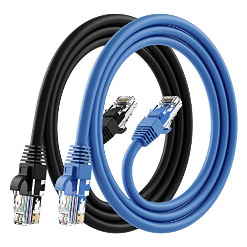 GEARIT CAT 6 כבל Ethernet CCA - כבל רשת LAN, UTP, אינטרנט, כבל רשת חתול 6 כבל תיקון - שחור וכחול,