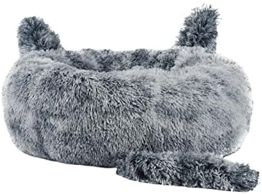 Leefasy Ret Ret שמיכה כלב מיטת כלב מיטת התחממות עצמית קטיפה בית חם בית חם לכלב בינוני קטן, אפור שיפוע 80 סמ
