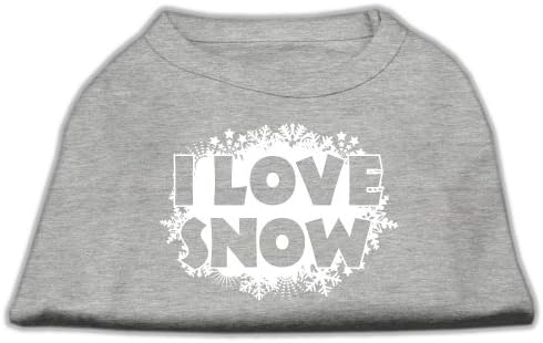 מוצרי חיות מחמד של מיראז '12 אינץ' אני אוהב חולצות טביעות מסך שלג לחיות מחמד, בינוני, אפור