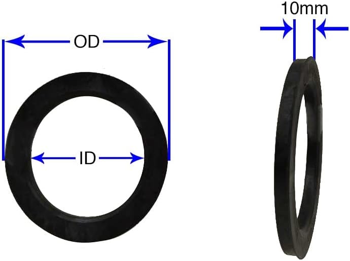 חלקי אביזרי גלגלים סט של 4 טבעת מרכזית של רכזת 106.10 ממ OD עד 100.50 ממ מזהה רכזת, פוליקרבונט שחור