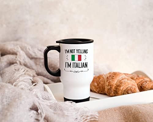 קסיטיקה מצחיק איטלקי גאווה ספלי קפה. 14 עוז איטליה דגל נסיעות ספל. אני לא צועק שאני איטלקי.