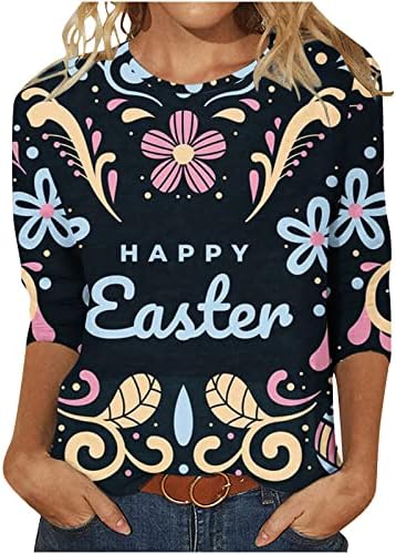 חולצות חג הפסחא שמחות לנשים חולצת טריקו ארנב פרחוני חמוד