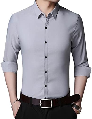 Maiyifu-GJ גברים קלים חולצה קלאסית קלאסית חולצת שמלה רגילה כפתור למטה חולצות מטה חולצות צווארון צווארון