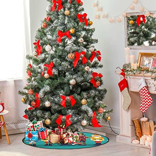 מפצח האגוזים של Cupada צעצוע רטרו מחצלות עץ חג המולד חצאית עץ אטום למים, חג המולד רטרו חג המולד עץ עץ מגש מגן על