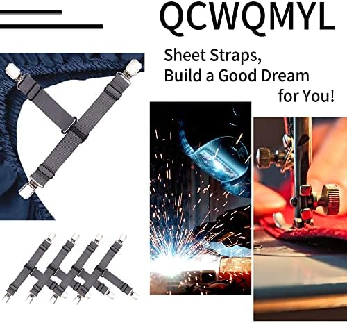 QCWQMYL רצועות סדין מצוידות 4 PCS קטעי סדין מיטה יציבים שומרים על גיליונות במקומ