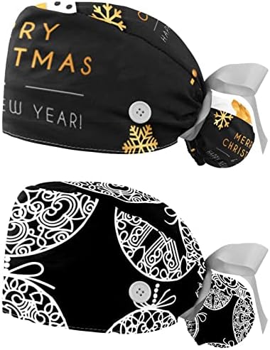 2 חבילות כובע עבודה של נשים עם כפתורים סרט קושרים אלמנטים בחג המולד