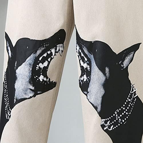 מכנסיים מכנסיים למכנסיים של מכנסיים לספורט כלבים אופנה רופפת הדפס ישר ארוך רגל רחבה מכנסיים מכנסיים