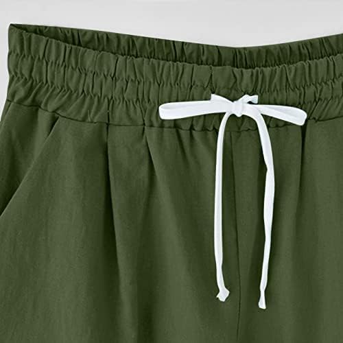 נשים ברמודה מכנסיים קצרים קיץ אופנה שרוך מכנסיים קצרים גבוהה מותן כותנה ספורט מכנסיים