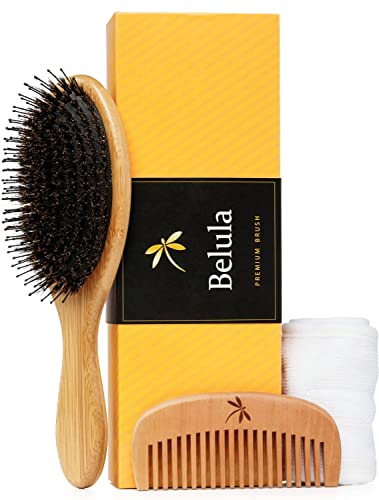 Belula Restore Shine, Texture and Health לסט השיער שלך . מברשת שיער זיפה חזיר. זיפים טבעיים רכים דקים,