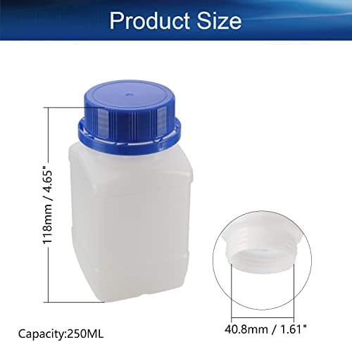 בקבוק מגיב כימי של מעבדה מפלסטיק, דגימת פה רחבה של 250 מל איטום נוזלים/אחסון מוצק בקבוקים שקופים, כובע