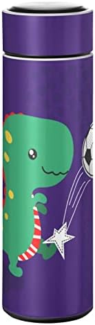 ספורט כדורגל דינוזאור חמוד חמוד ספורט 12 גרם בקבוק מים, ללא BPA, נירוסטה, בקבוק מים מבודד, לבית ספר,