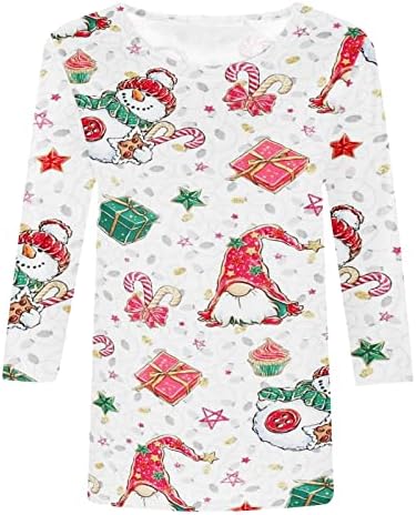 מכוער חג המולד חולצות לנשים 2022 מצחיק חמוד איילים הדפסה מזדמן 3/4 שרוול צווארון עגול סוודר חולצות