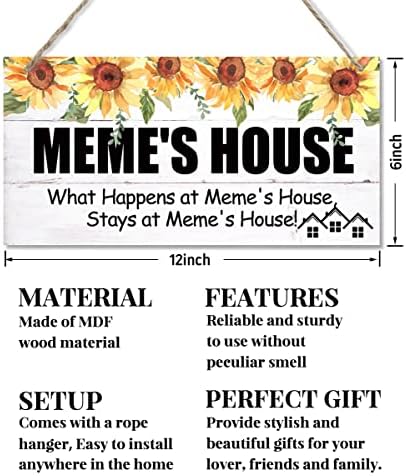 שלט סגנון וינטג 'של Edcto, הבית של Meme מה שקורה בביתו של Meme, נשאר בביתו של Meme, תליית שלט עץ