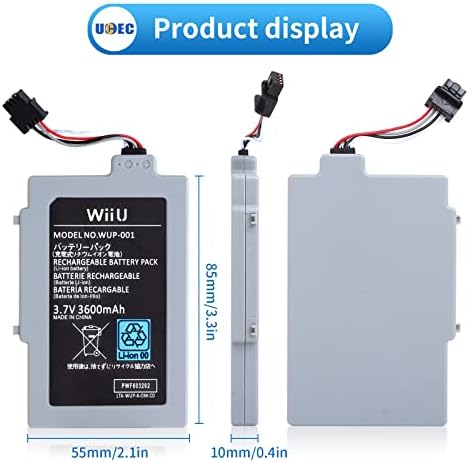 UCEC 3600 MAH החלפת חבילת סוללות נטענת עבור Wii U Gamepad