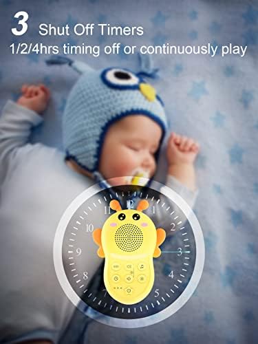 דרמקיט לבן רעש מכונה תינוק קול מכונה נייד רעש מכונה עבור תינוק מוצץ שנת מוסיקה ואור, נטענת,16 צלילים מרגיעים