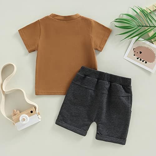 פעוטות תינוק בועות בגדי קיץ חולצת טריקו שרוול קצר ומכנסיים קצרים מוצקים סט בגדי תינוקות חמודים
