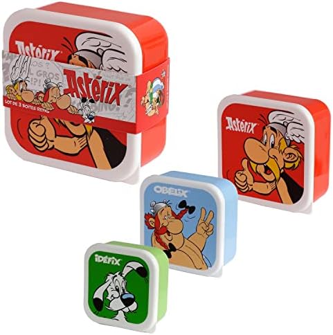 סט פקטור אסטריקס של 3 קופסאות אוכל סירי חטיפים מ/ל / אקסל-קופסת אוכל עם תאים מרובים-מיכלי מזון קטנים-קופסת