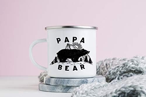 פואניואנפאנג מתנות ליום האב-פאפא דוב כוס אמייל מדורה מצחיקה-ספל קפה חידוש מתנות חג מולד יום הולדת מושלמות עבורו: