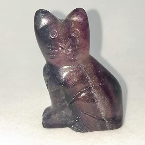 Uthty 1pc קישוטי חתול קריסטל טבעי קישודים רוז קוורץ אמטיסט אובסידיאן פסל בעלי חיים פסלונים אבני מזל