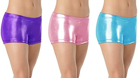 Newl Kids Girl מותניים אלסטיים מבריקים בבלט מתכתית מכנסיים קצרים תחתונים לספורט אימון התעמלות יוגה