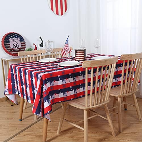 Lushvida אמריקאי אמריקאי פטריוטי שולחן מלבן שולחן בד- כוכב דפוס מיקרופייבר שולחן שולחן פטריוטי דגל פטריוט