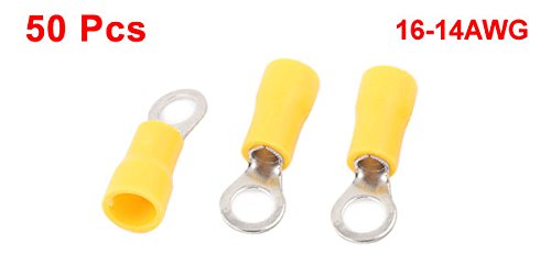 2-5 חוט מחבר טבעת מלחץ מסוף 16-14 עם 50 חתיכה, צהוב