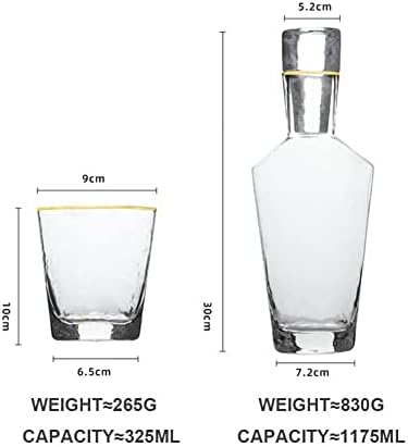 WMGoods ויסקי דקנטר, סט Decanter עם משקפיים, סט Decanter, משולש זהב זהב מסור