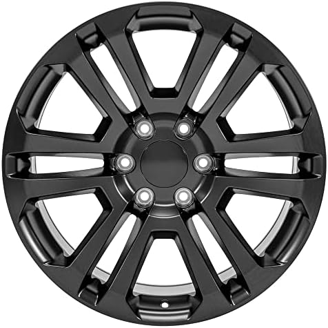 גלגלים OE LLC 20 אינץ 'חישוקים מתאימים לשברולט סילברדו טאהו סיירה יוקון אסקאלדה CV99 סאטן שחור 20x9 CK158