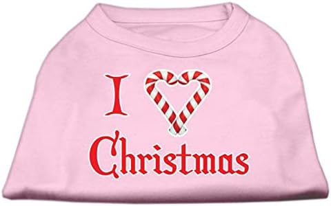 מיראז ' מוצרים לחיות מחמד 12-אינץ אני לב חג המולד מסך הדפסת חולצות עבור חיות מחמד, בינוני, לבן