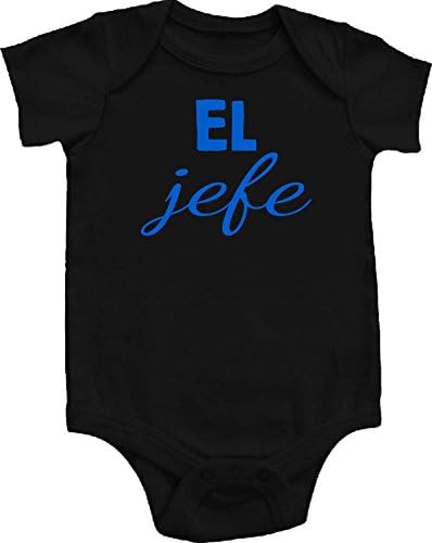El jefe בוס ספרדית ספרדית מצחיק תינוק חזה גוף גוף יוניסקס מתנה regalo שחור עם גופן כחול פלורסנט