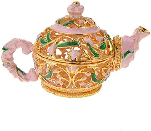 קומקום מיני פתק של פסלון ורוד קופסת תכשיטים תכשיטים תכשיטים צירים קומקום קומקום גביש זהוב, מתנות, מתנות