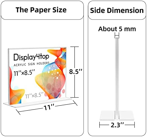 Display4top 6 חבילה מחזיק סימנים אקריליק אנכי & 6 חבילה אופקית טבלה צלולית תצוגה מפלסטיק מעמד, דו צדדי, עומס תחתון,