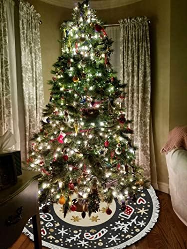 חצאיות עץ עץ חג המולד של Xollar גדולות בגודל 48 אינץ 'ממתקים ממתקים, קישור שלג, קישוטי חג המולד מקורה חיצונית