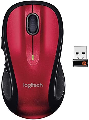 לוג ' יטק מ510 עכבר מחשב אלחוטי-צורה נוחה עם מקלט מאחד יו אס בי, כפתורים אחוריים / קדימה וגלילה מצד לצד-אדום