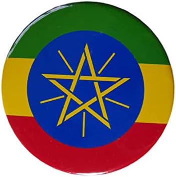 VMCOATDU עגול אתיופיה דגל נסיעות בינלאומיות סיכות גדולות סגסוגת העברת חום הדפסת מזכרת מתכתית לתרמיל בגדי