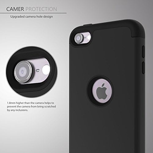 iPod Touch 7/Touch 6 Case, Slmy Heavy Duty High Past Armor Case Case Case Case for Apple iPod Touch 5/6/ 7th Black/Black