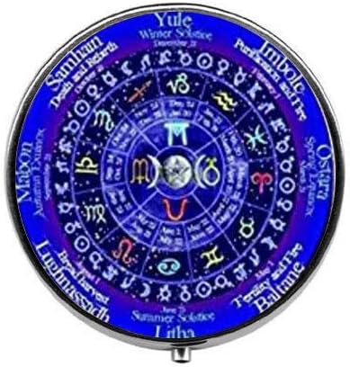 Zodiac Wicca - פנטגרם קופסת גלולות וויקאן - קופסת גלולות וויקאן פנטגרם - קופסת סוכריות זכוכית