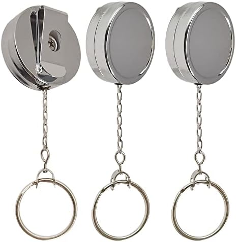 3 חבילה נשלף מחזיק מפתחות כבד החובה תג סליל עם חזק מתכת שרשרת עבור שרוכי עבור מזהה תגי תג כרטיס