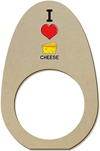 5 x 'אני אוהב גבינה' טבעות/מחזיקי מפיות מעץ