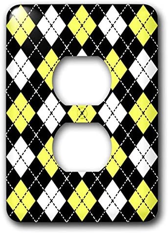 3DROSE LSP_20418_6 עיצוב ארגייל צהוב שחור לבן 2 כיסוי שקע תקע