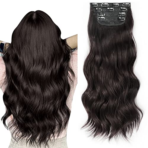 קוקסייל שיער הרחבות, 4 יחידות קליפ ארוך גלי שיער הרחבות, עבה ארוך פאה עבור נשים מלא ראש