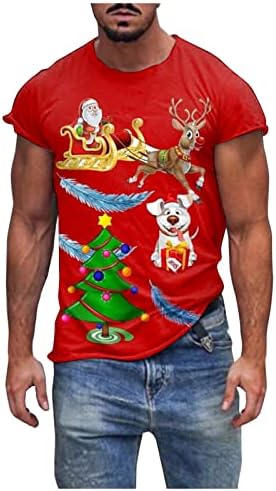 XZHDD חייל לחג המולד חולצות שרוול קצר לגברים, חג המולד סנטה קלאוס הדפס צווארון צמר צמרת טיס מסיבה ביתית טשטשת טשט