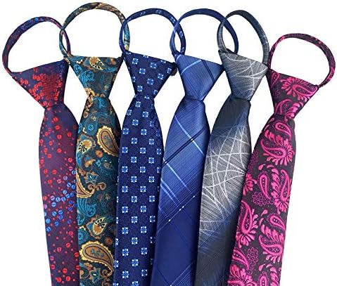 עניבות רוכסן לגברים, 2.76 אינץ קלאסי ארוג משי רוכסן עניבה מראש קשור פייזלי שונים עיצובים רוכסן צוואר