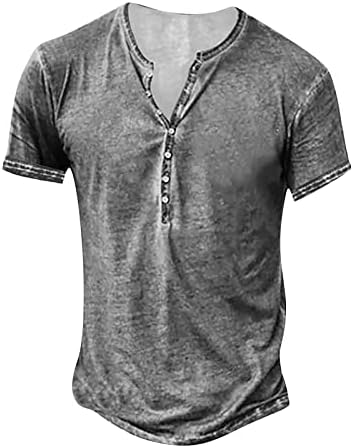 חולצות Zefotim Henley לגברים כפתור שרוול ארוך/קצר למטה V צוואר V צוואר אופנה מזדמן גרפי גרפי חולצות במצוקה