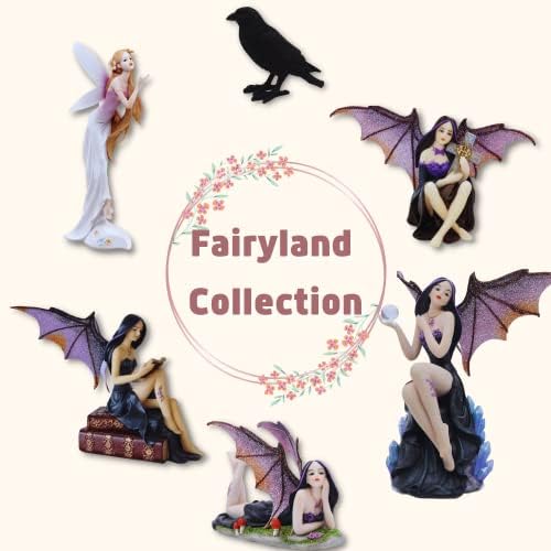 אוסף Fairyland של שעה נוחה 8 מכשפה פיות כהה רכיבה על פסלון מטאטא קסמים, מתנת נושא ליל כל הקדושים, קישוט