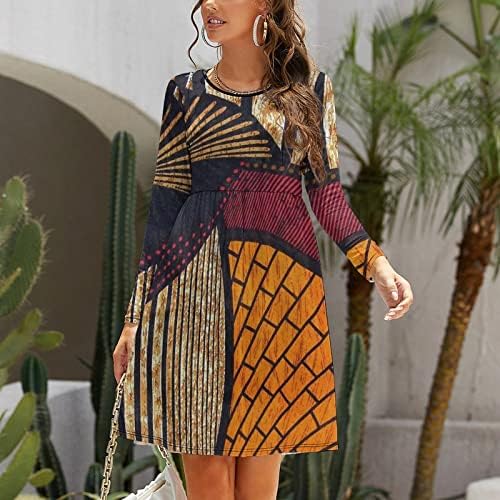 חם וחם אפריקאי שעוות הדפסת נשים של שמלה ארוך שרוול בבאגי שמלה מזדמן נדנדה חולצת טי שמלות עם כיסים