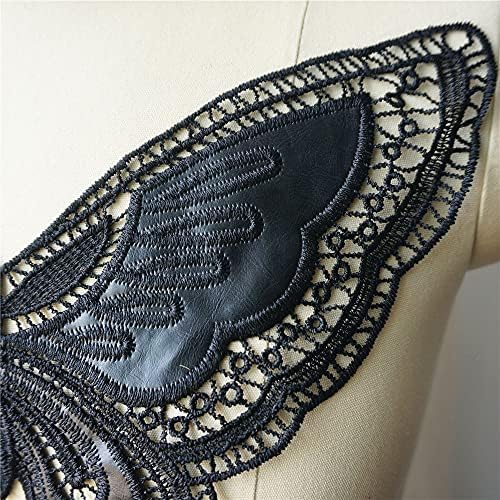 UXZDX פרפר שחור בד שמלת כלה אפליקציות צווארון רקום תפור על טלאים לקישוט DIY לשמלה