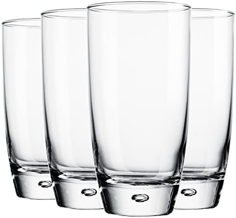 כוסות הייבול של גלבר סט של 4, שתייה גבוהה 16 0 ז כוסות זכוכית מי שתייה ייחודיות למים, מיץ, קוקטיילים, עם בועה