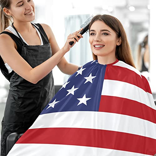 Visesunny Barber CAPE פטריוטי דגל ארהב דגל פוליאסטר חיתוך שיער חיתוך סלון קייפ סינר אנטי-סטטי
